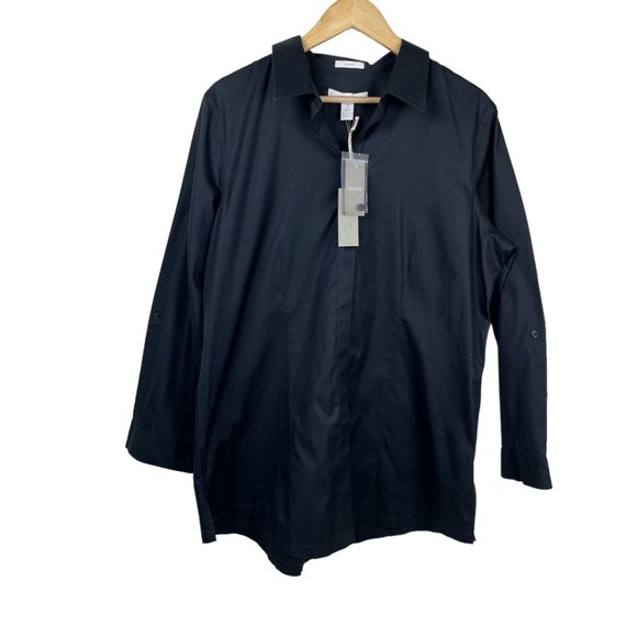 (NWT) Chico’s no iron effortless cotton lenae black shirt size 3 - Picture 2 of 6